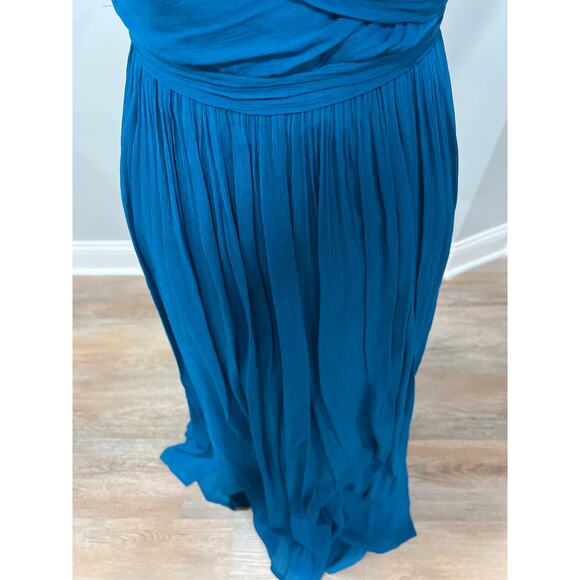 J.Crew Strapless Chiffon Evening Gown Size 00 Teal Blue Formal Dress - Picture 5 of 11
